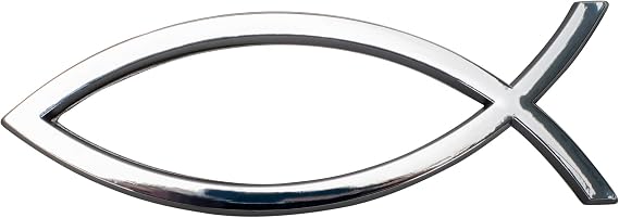 Large Silver Christian Fish Auto Emblem