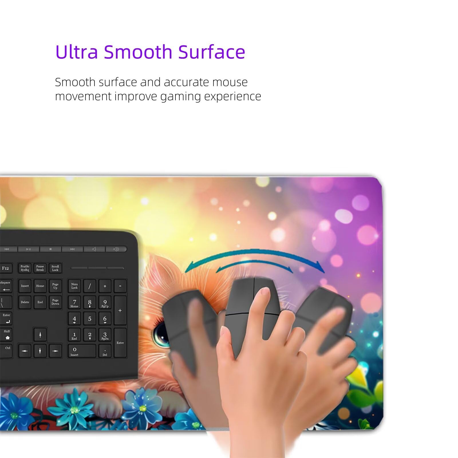 Alfombrilla Ratón Fantasía Alfombrilla Escritorio Gato Mouse Pad Gaming Duradera, Mouse Pad Grande Gaming Mejora Precisión y La Velocidad, Antideslizante Desk Mat para PC, Oficina 1600x800x3mm Y2-491