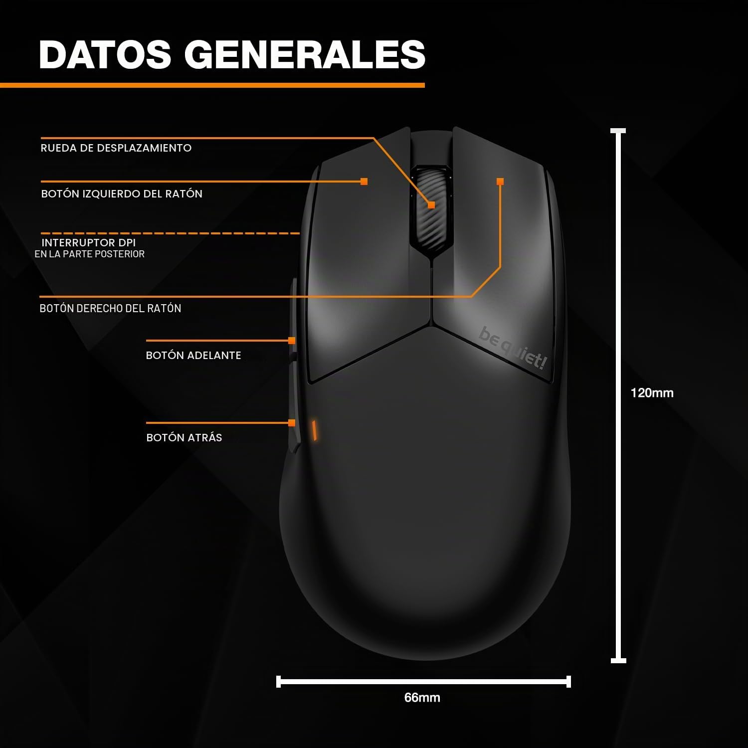 be quiet! Dark Perk Ergo Ratón ergonómico para PC, 55g de Peso Ligero, batería inalámbrica de Ultra Larga duración, tasa de sondeo de 8,000 Hz, Sensor PixArt PAW3950, 32,000 dpi, Interruptor 70m