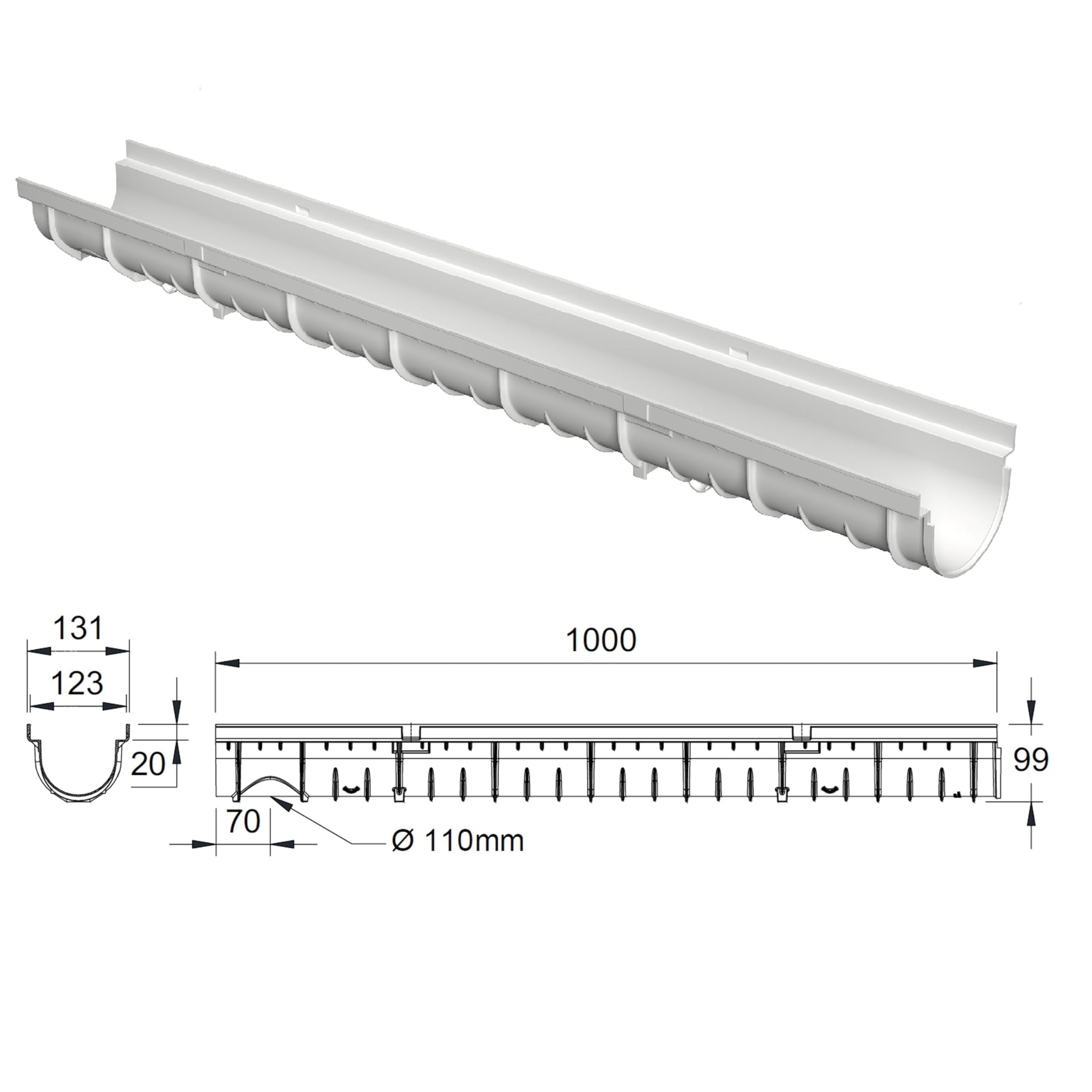 MEA Pack de 3 Caniveaux Extérieurs Décoratifs DECOSTONE – Tôle Perforée en Acier Galvanisé – Évacuation des Eaux ou Passage de Câbles – Passage Piéton – Largeur utile 10 cm