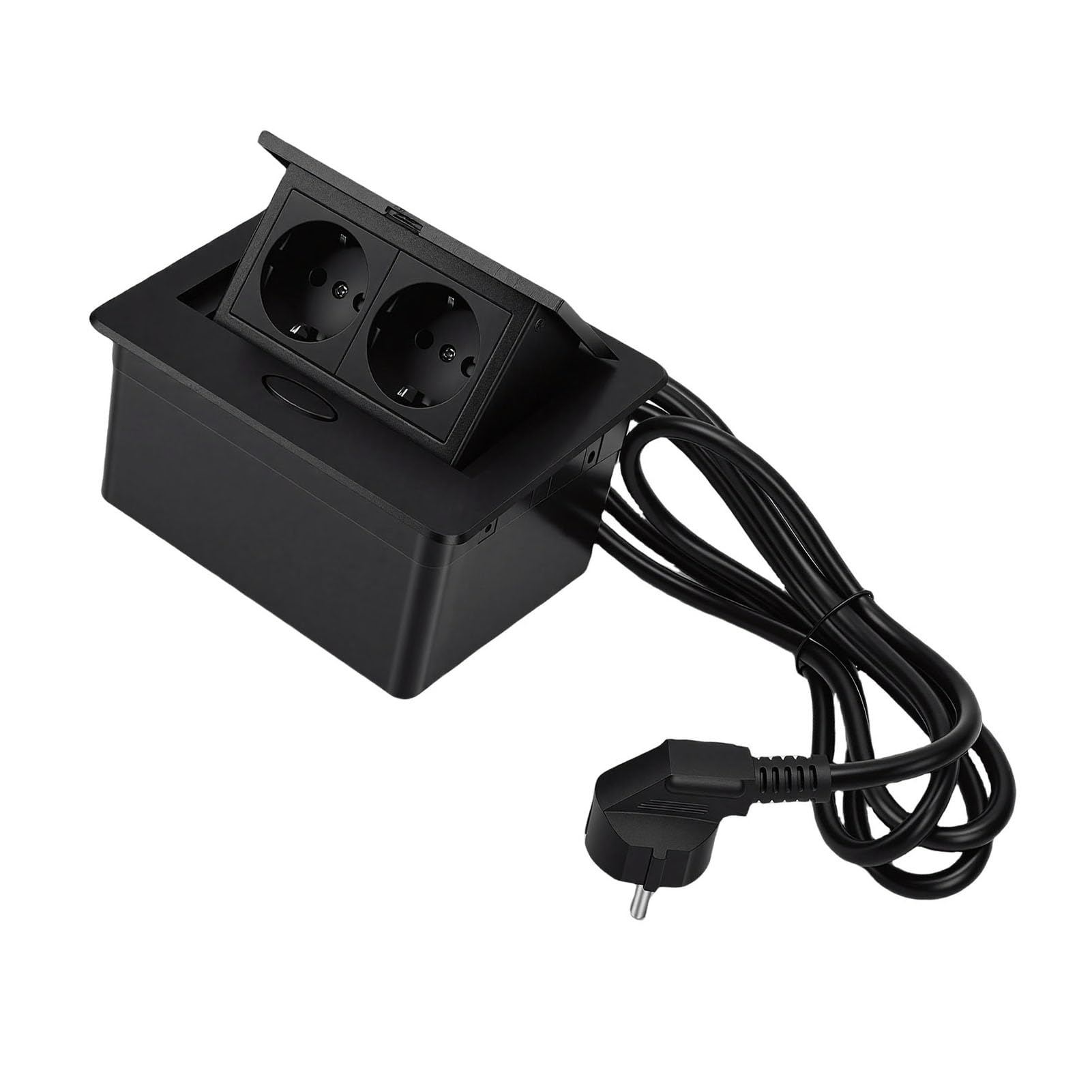 Generic Scatola di Derivazione da Incasso Elegante Presa Elettrica Pop-up a 2 Gang e 2 Poli per Ufficio, Casa, Lega di Alluminio (Spina europea 220 V)