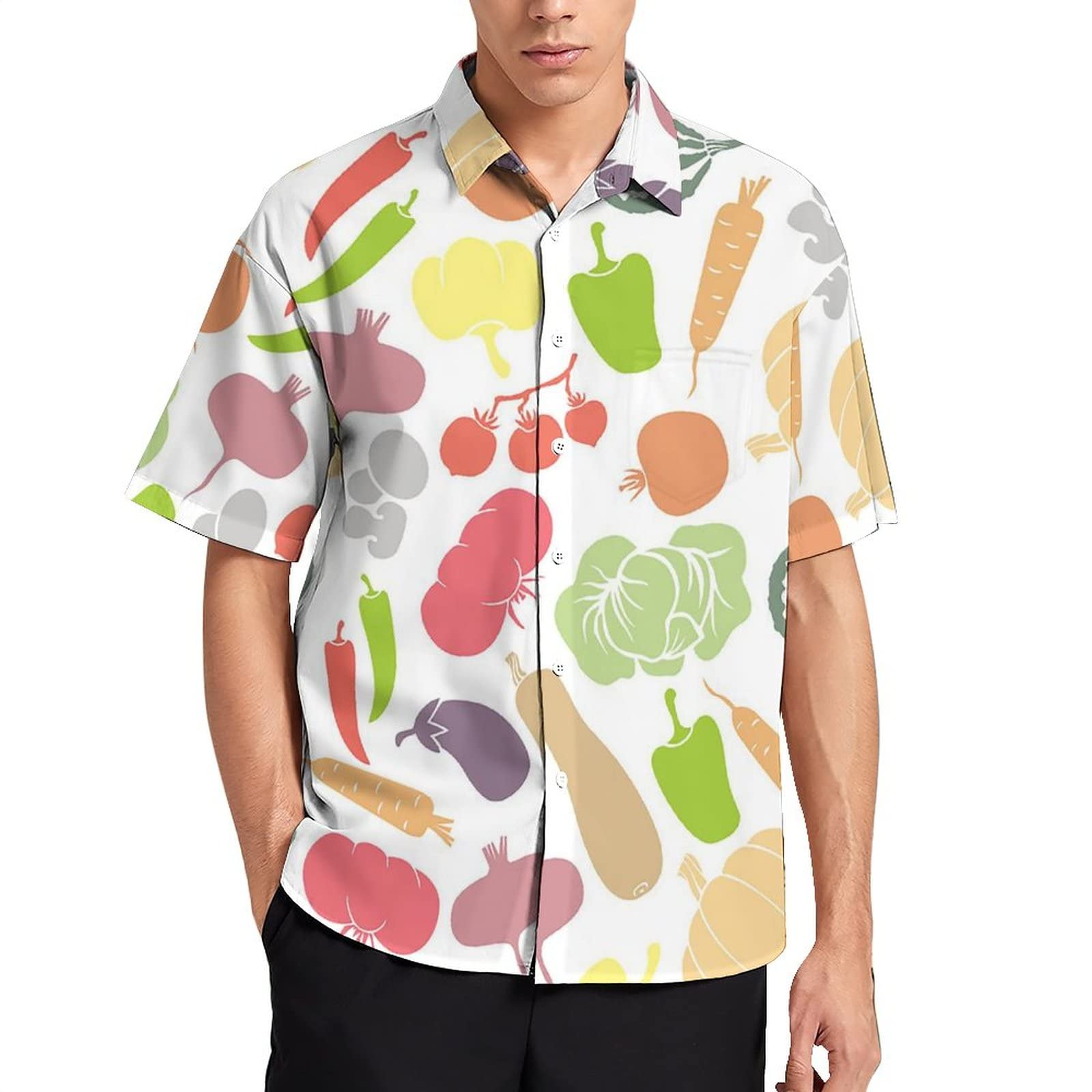 Amazon.co.jp: シャツ カラフル 野菜柄 メンズ アロハシャツ