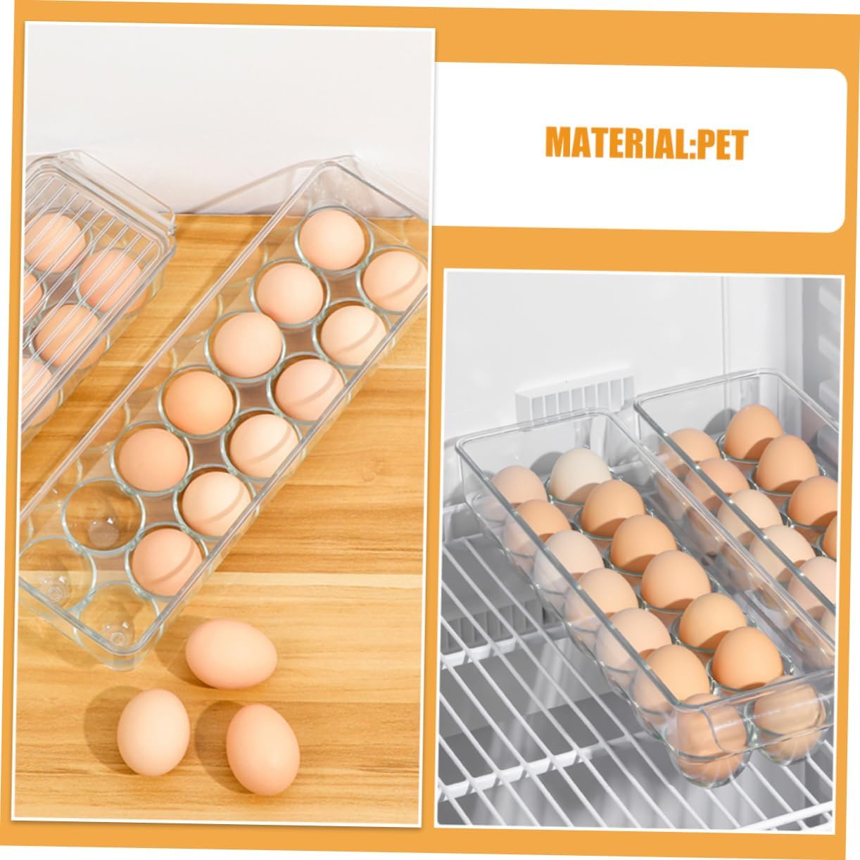 2pcs Storage Containers for Fridge Organization Stackable Slot Holders for Daily Use and Camping Safe Space-saving Design