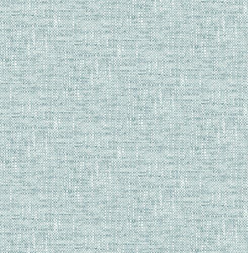 NuWallpaper NU2919 Aqua Poplin Texture Peel & Stick Wallpaper, Blue