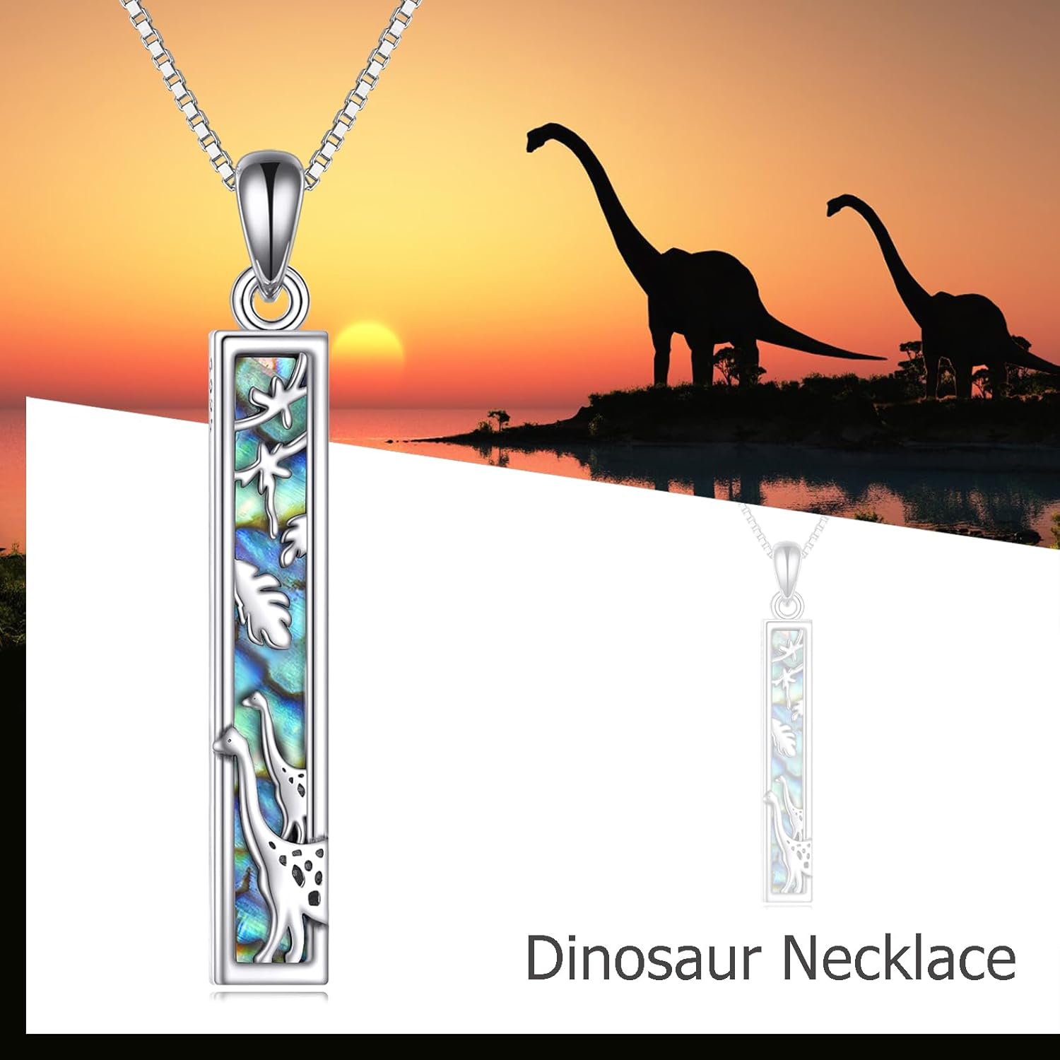 Dinosaur/Hummingbird/Axolotl Necklace 925 Sterling Silver Abalone Shell Pendant Animal Necklace For Women Men - Image 6