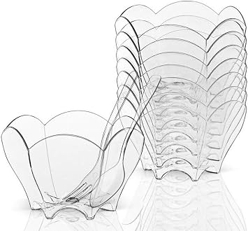 Plastic Ice Cream Bowls Ice Cream Cups Containers Clear Plastic Disposable Dessert Cups Sundae Bowls for Mousse Puddings Appetizers Sauces,Hexagonal Shape, Spoons and Forks NOT included,24 Pack