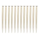SWACC 12 Pcs Straight One Color Party Highlights Clip on in Hair Extensions Colored Hair Streak Synthetic Hairpieces (Platinum Blonde)