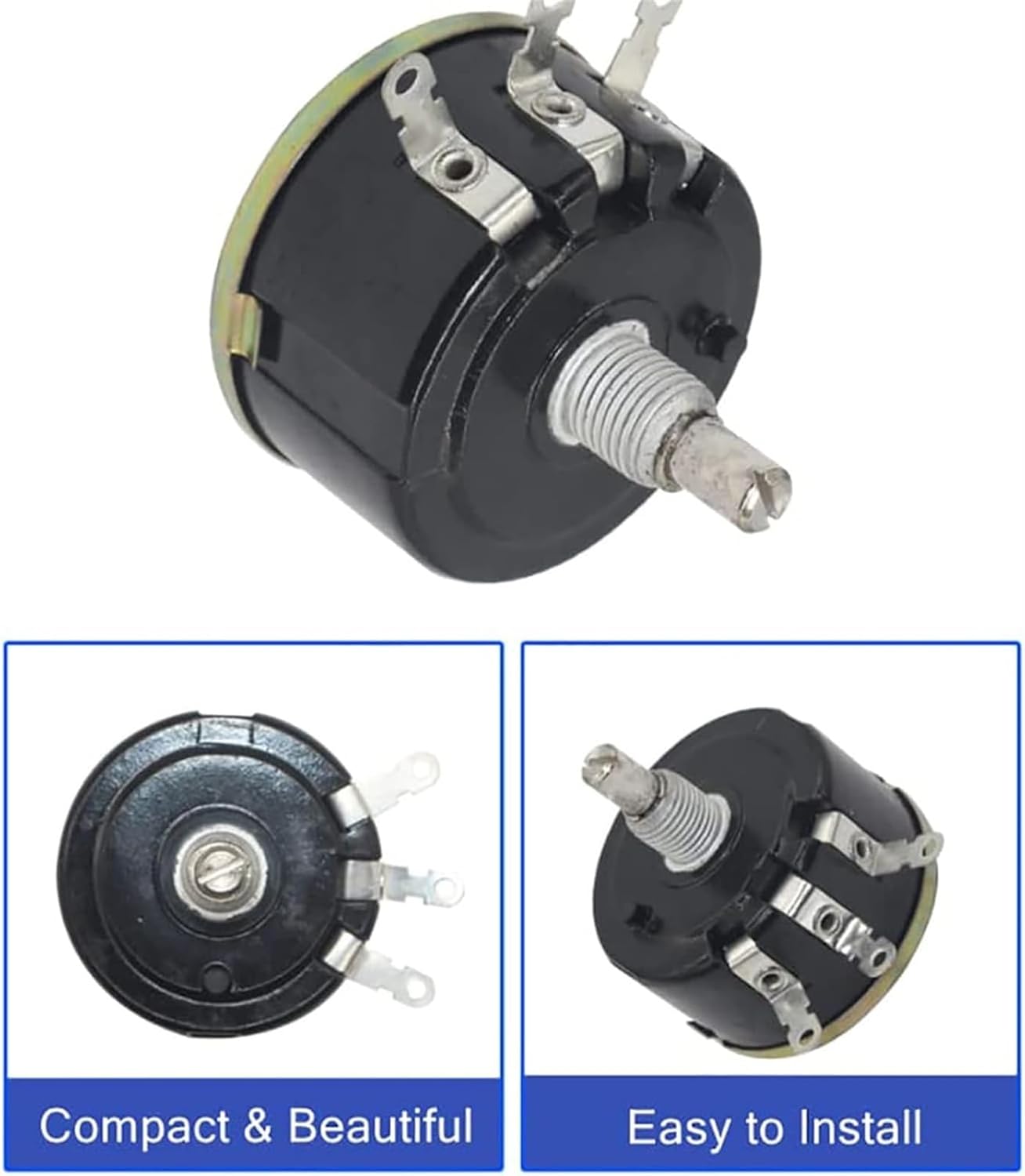 GuangHuiy 3pcs B10K Variable Resistors OHM Linear Taper Rotary Potentiometer Pot Gold Potentiometers Tone Knobs Fixed Resistors