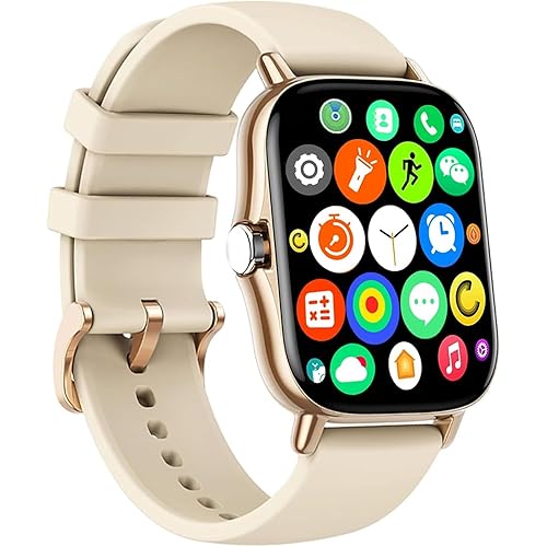 Smart Watch, 1.81" Upgraded Full Touchscreen Smart Watch for Android iPhones with Bluetooth Call, Sleep Tracker, Multiple Sports Fitness Tracker with Smart Watches for Women Men (Gold)