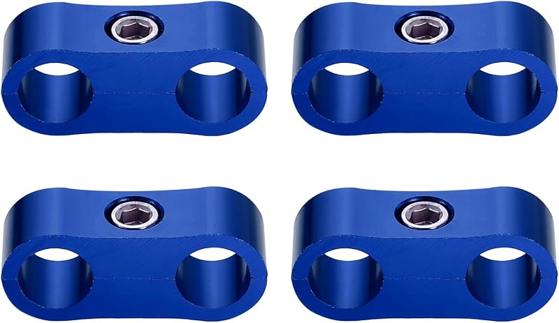 Abraçadeira separadora de mangueiras 4AN HARFINGTON em alumínio azul, furo de 10 mm – 4 unidades
