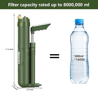 Portable Water Filter Survival Gear High Precision and Large Flow Optional 2 in 1 Water Purification for Hiking, Camping, Travel, and Emergency Preparedness