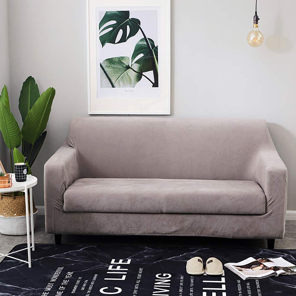 Felpa Cubiertas De Sofá para 1 2 3 4 Cubierta De Sofá,Completo Elásticoidad Couch Protector con Correas,Polvo-Prueba Elástico Soft Couch Cover para Perros Niños-
