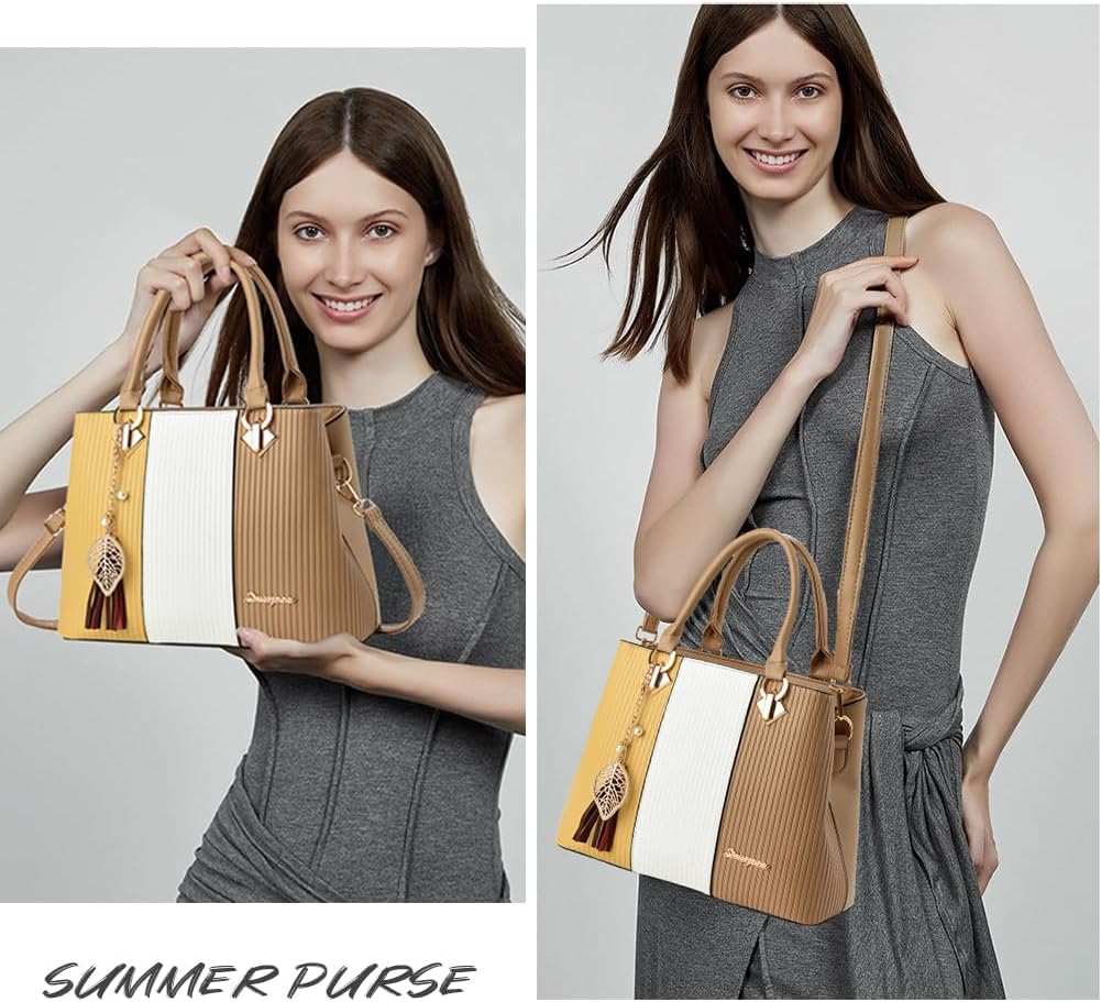 Purses and Handbags for Women Leather Tote Shoulder Bag Medium Satchel Purse Top Handle Bags for Ladies - Image 3