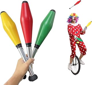3PCS 16.5 Inch Juggling Clubs, Green, Yellow, and Red Juggling Pins Training Acrobatic Stick Toy Juggling Sticks for Skill-Building & Coordination, Suitable for Circus Performances & Family Activity