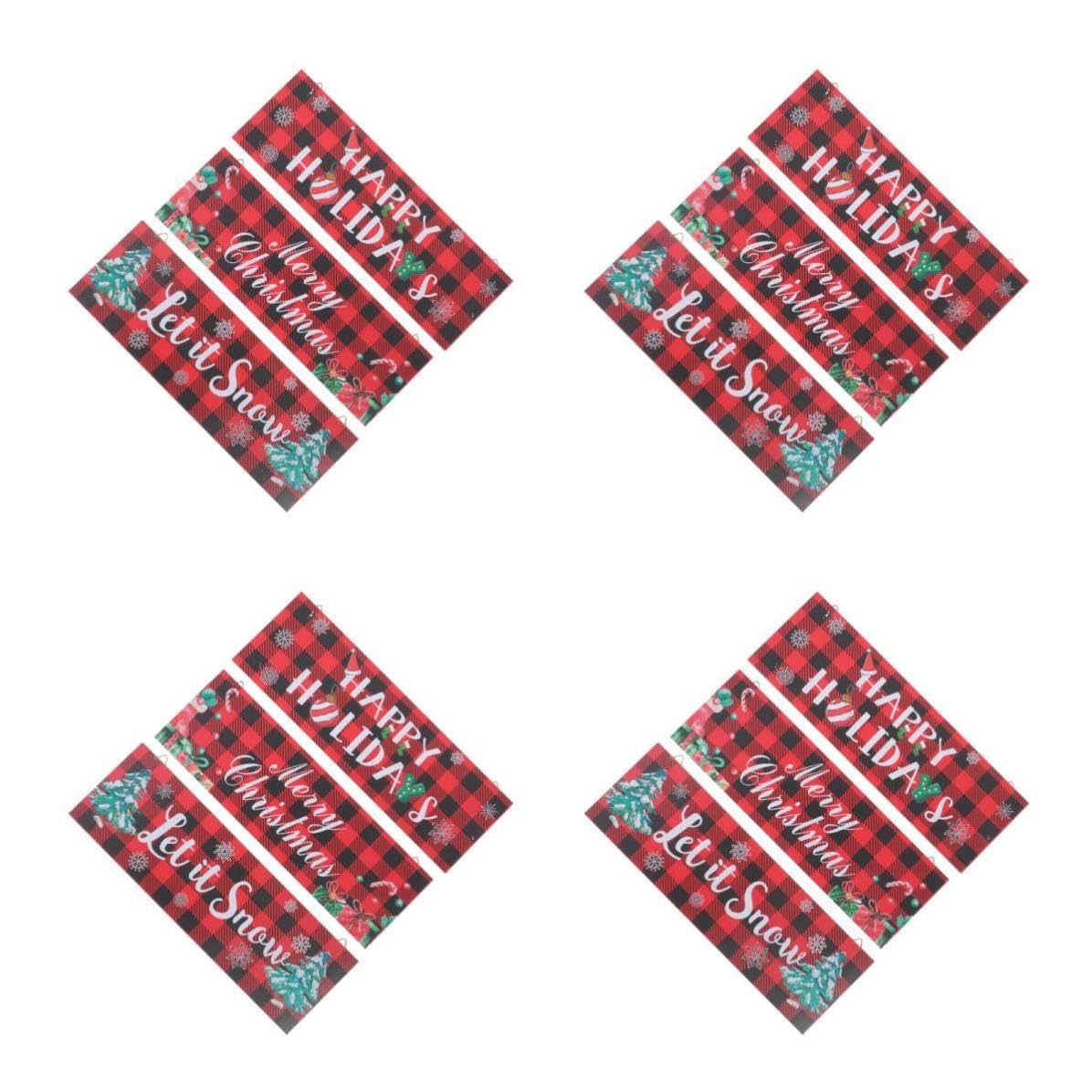 Toyvian 4 Stück Weihnachts Hängeschild Frohe Weihnachten Rot für Häuser