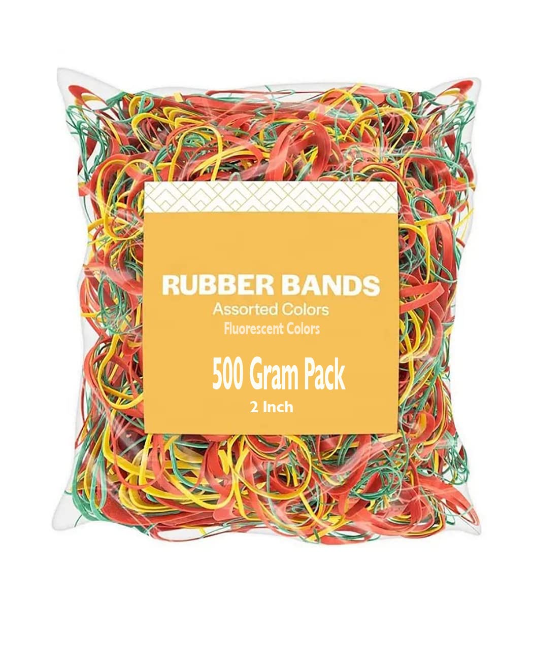 GLUN Elastici da 5 cm, colore fluorescente, per scuola, casa e ufficio, di alta qualità, resistenti e luminosi, confezione da 500 grammi