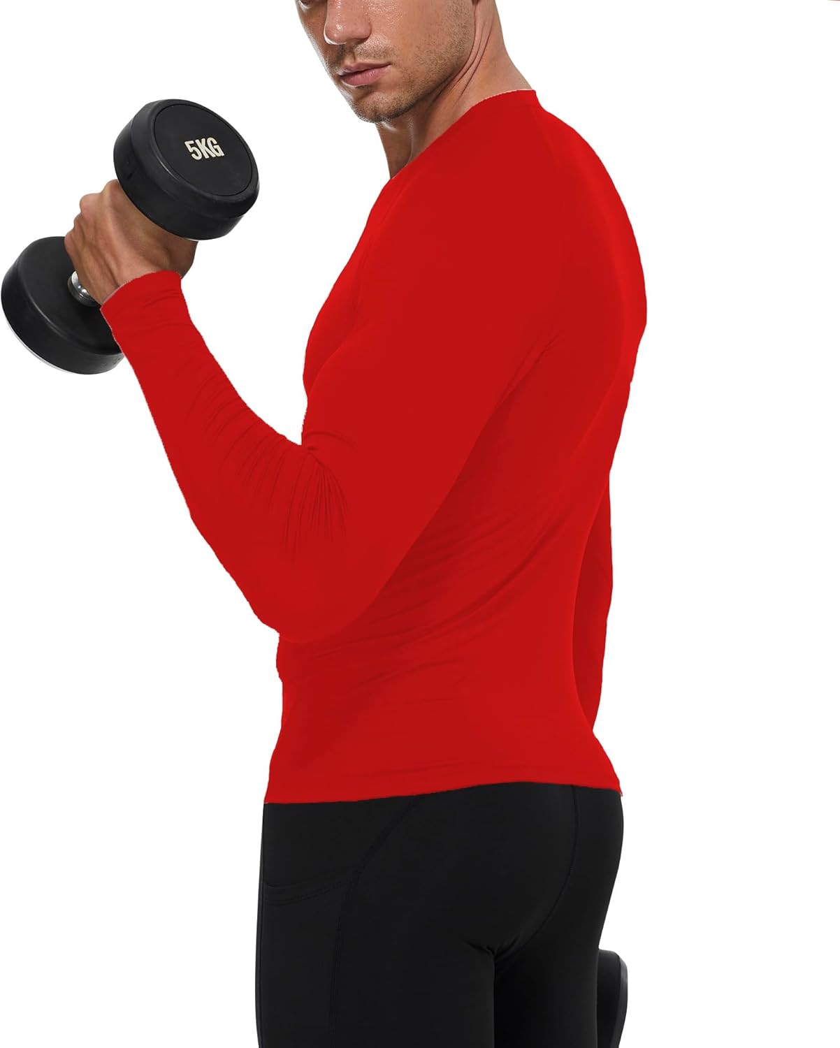 Men's Compression Shirts Long Sleeve Athletic Workout Tops Cool Dry Running T Shirt Sports Gym Undershirts Base Layer Top - Image 4