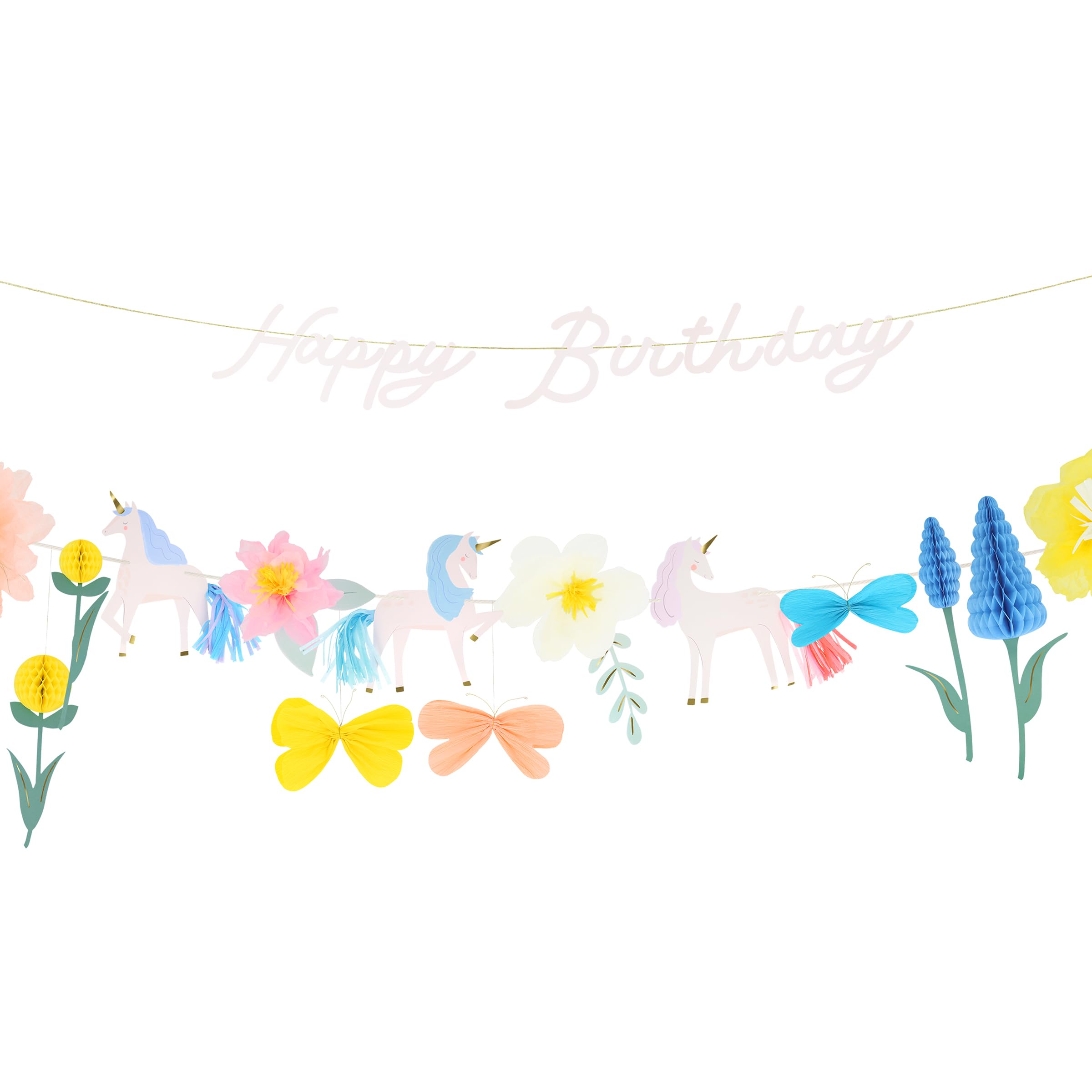 Meri Meri Meadow Unicorn Party Garland (Pack of 1), Reusable Unicorn Banner