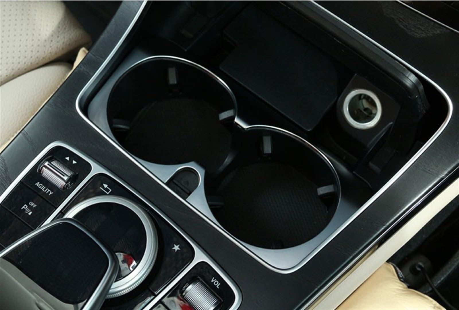 Komponenten Für Benz C E GLC Klasse W205 W213 2015–2017 Autokonsolen-Wasserbecherhalter-Abdeckungsrahmen-Zieraufkleber ABS Chrom(Silver)