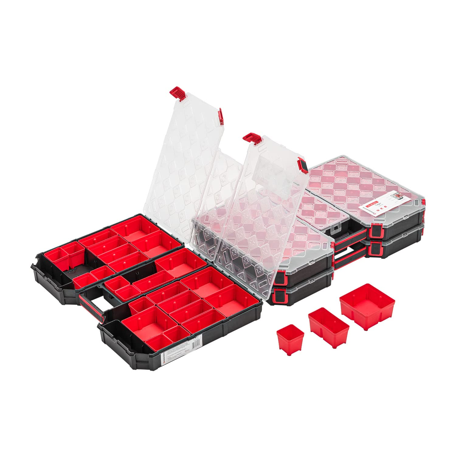 3 x modułowa skrzynka asortymentowa XXL – 390 x 577 x 60 mm – magazynek na drobne części skrzynka do sortowania z przezroczystą pokrywą, walizka do sortowania, skrzynka na narzędzia, walizka asortymentowa, skrzynka z wyjmowanymi przegródkami