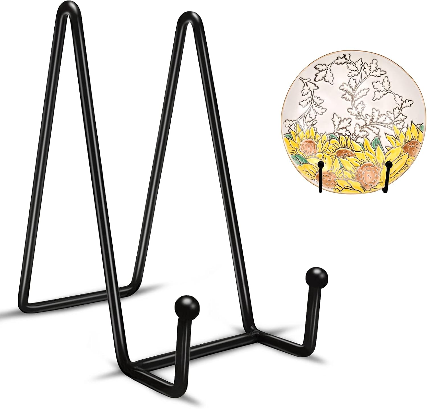 Cerpourt Plate Stands for Display,Black Iron Easel Plate Display Photo Holder Stand, Displays Picture Frames, Decorative Plates, Tablets and Art (3 Pack 6 Inch)