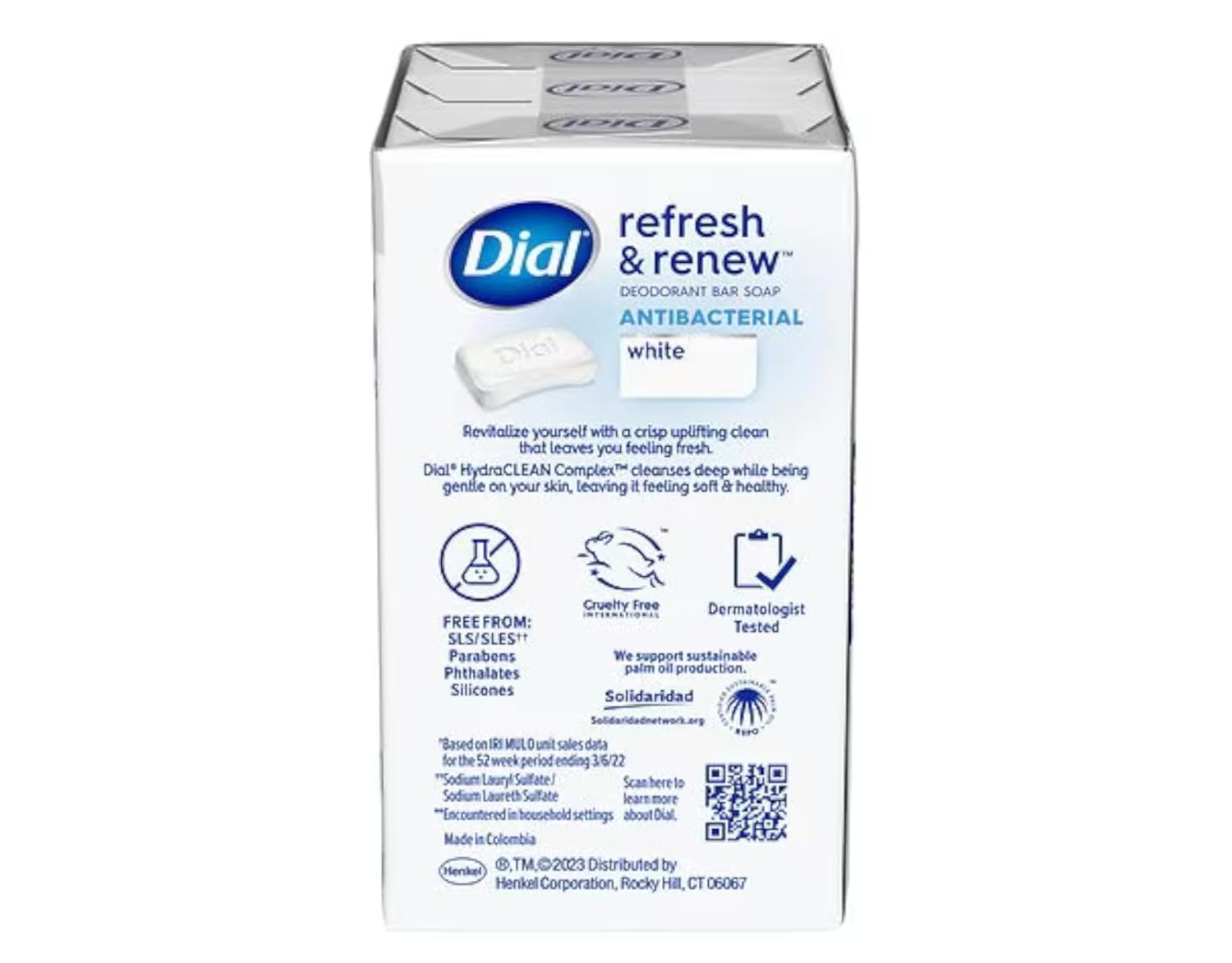 Dial Antibacterial Deodorant Bar Soap, 4 oz bars, White, 3 ea (Pack of 5)