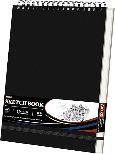 Miniatura 33 de Ankkol Cuaderno de bocetos pequeño de 5 x 7, 100 hojas en espiral, 68 libras/3.53 oz/m², mini cuaderno de bocetos rígido, cuaderno de dibujo plano