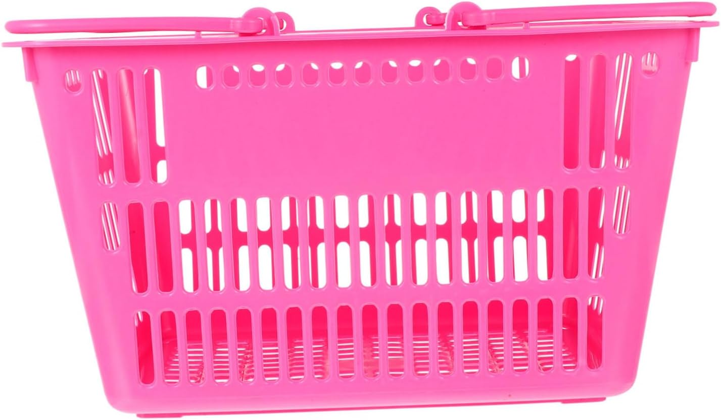 Supermarket Shopping Basket Grocery Basket Locker Shelves Grocery s with Handle Carrying Shopping Toy White Stem Decal Toy s Trug Plastic Rosy