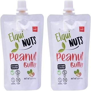 Elqui NUTS - Peanut Butter, 3.17 Oz. Pouch Format, Made With 100% Roasted Peanuts, One Ingredient, NO PALM OIL, Sugar Free, Vegan, Paleo And Keto Frendly, Best for smoothies & shakes(2 Pack)