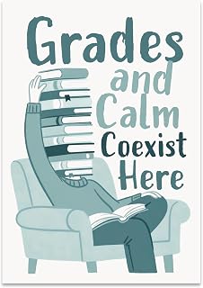 Student Poster Print - Grades and Calm Coexist Here - 13x19 - Whimsical Academic Decor