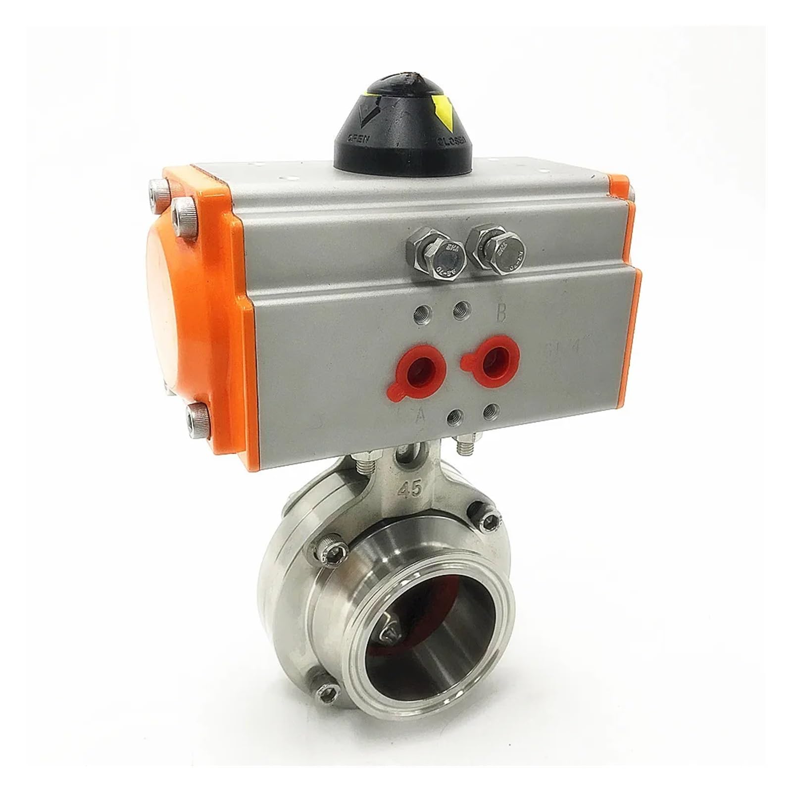 COSZWQDP 4" Single Acting Stainless Steel 316 Tri Clamp OD 119MM Viton Sealing Pneumatic Butterfly Valve