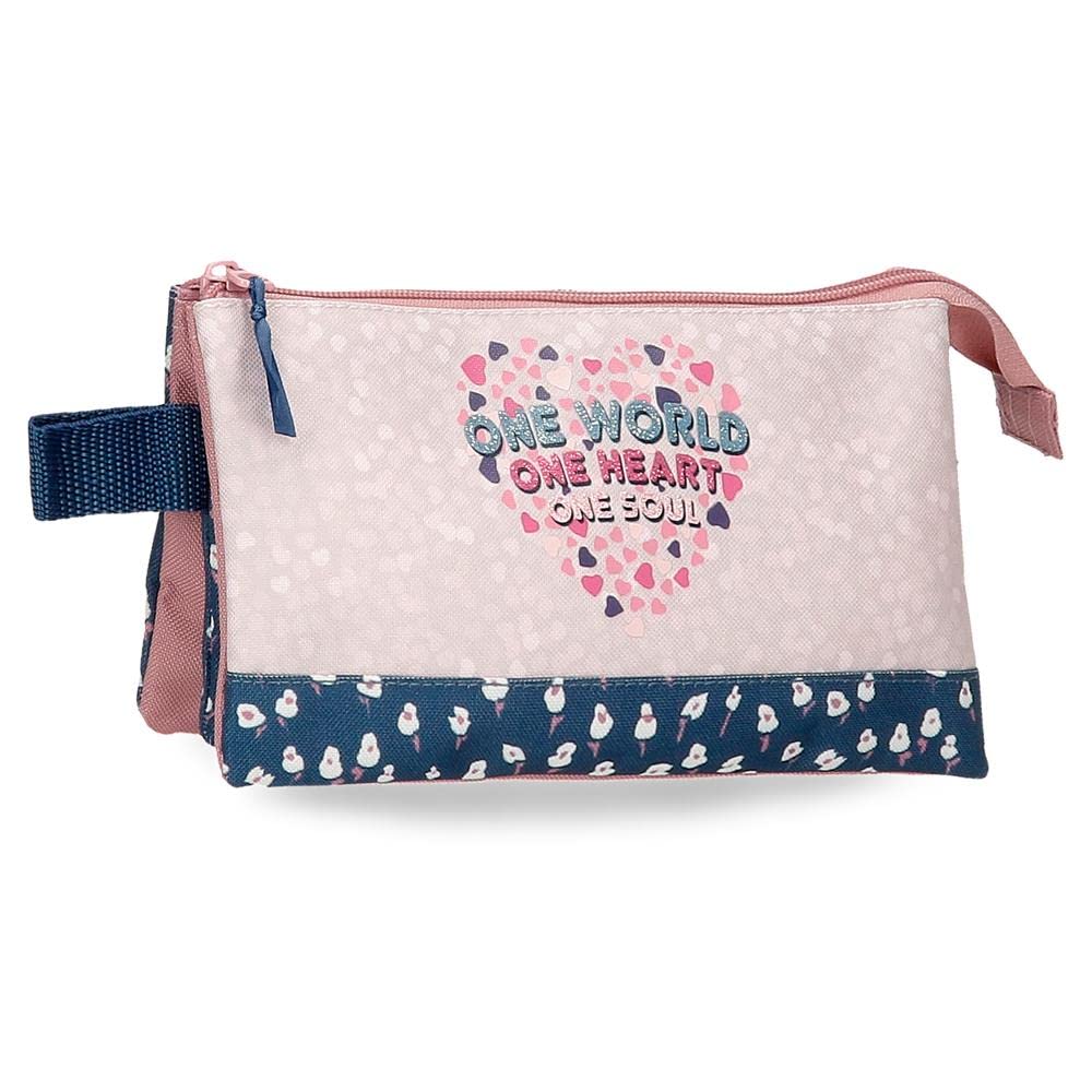 Roll Road One World Estuche Triple Rosa 22x12x5 cms Poliéster