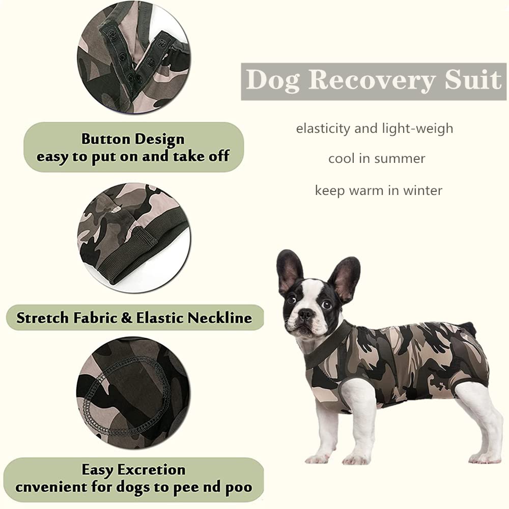 Dog Surgery Recovery Suit Camouflage Dog Recovery Suit Female Male Soft Dogs Bodysuit After Surgery Large Post Surgical Dogs Vest for Post Operative Abdominal Wounds Protect Prevent Licking (L) - Image 3