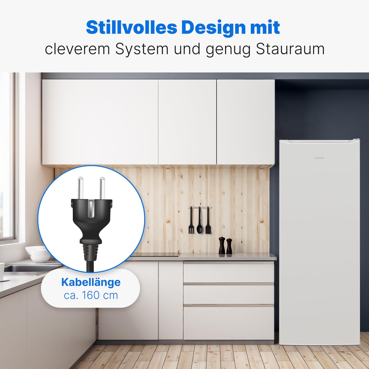 Bomann® Kühlschrank ohne Gefrierfach | Energieklasse D | 143cm | 5 Ablagen | 0°C ~ +8°C | leise 39dB | Getränkekühlschrank | 242L Flaschenkühlschrank | Kühlschrank groß | VS 7363 weiß