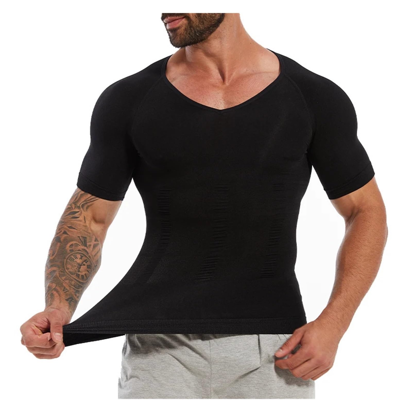 Camiseta Faja Hombre Camisa de compresión Adelgazante for Hombre, Moldeador de Cuerpo, Camiseta Interior con Cuello en V