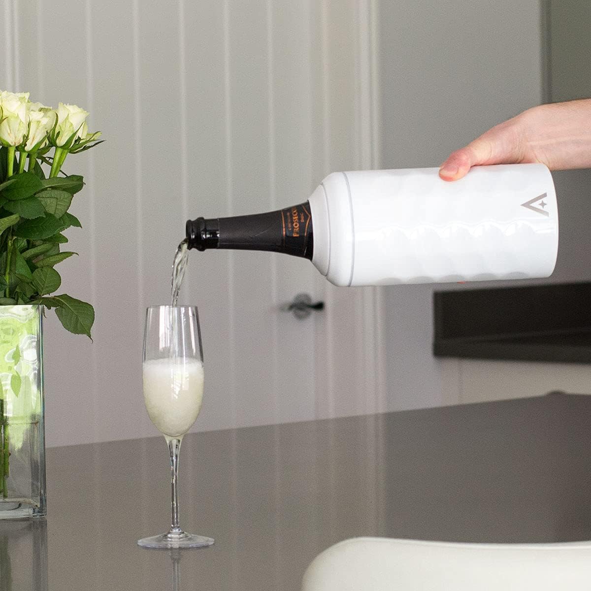 UBERSTAR Stainless Steel Double Wall Insulated Wine and Champagne Bottle Cooler with Lid (White) - Image 5