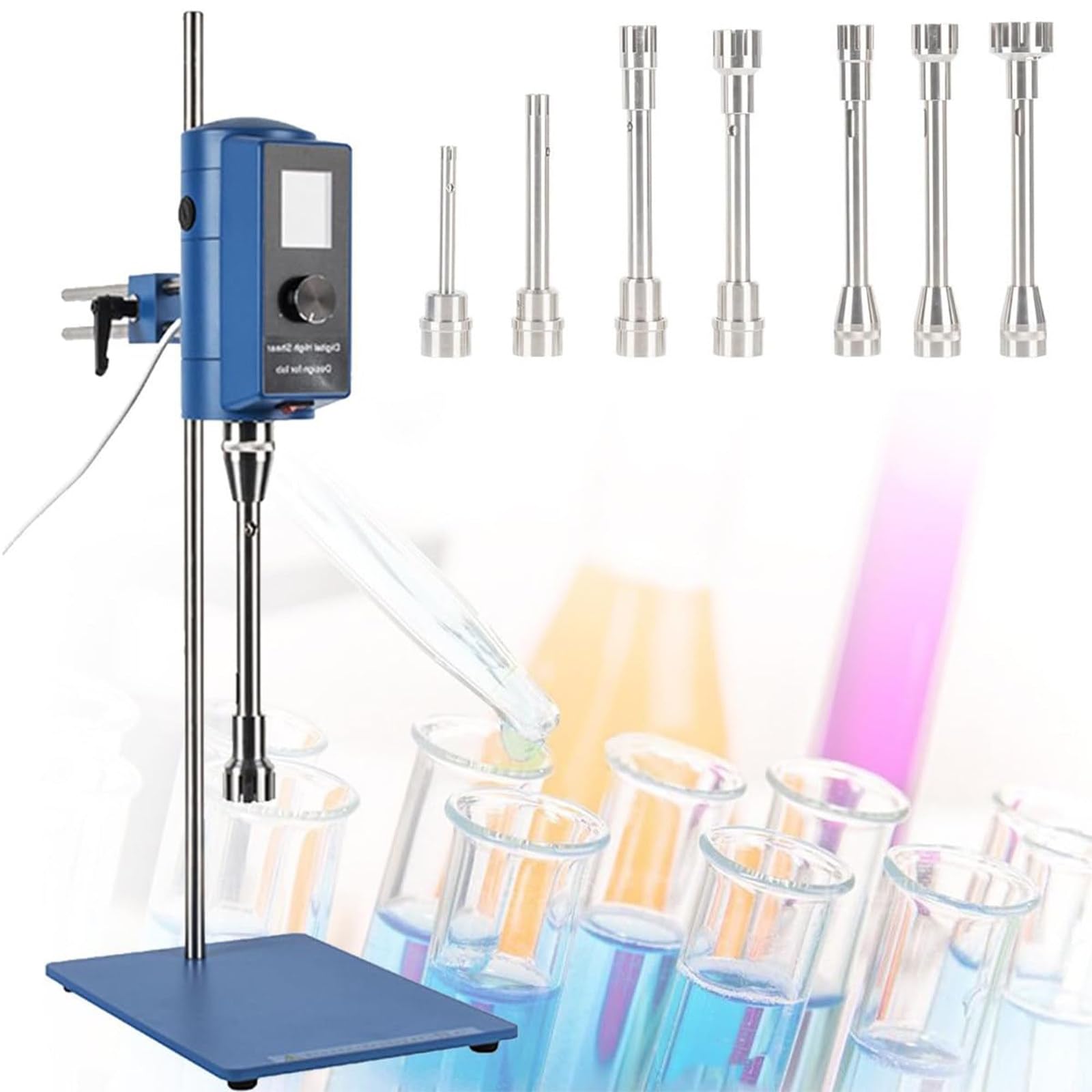 Émulsificateur D'homogénéisateur Dispersion À Affichage Numérique À Grande Vitesse Laboratoire,Écran LCD HD Réglable À Vitesse 2000 À 28 000 TR/Min,pour Peintures/Dispersion,50F
