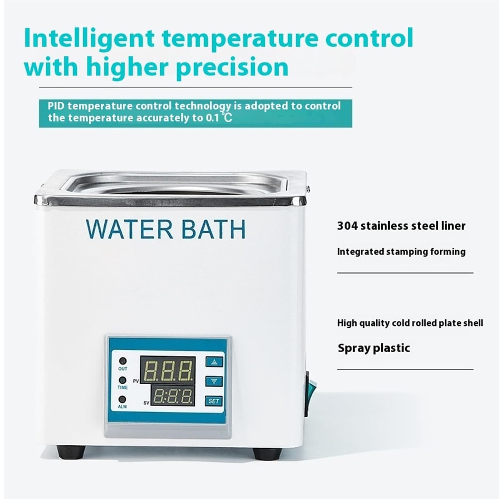 Baño María de Laboratorio Digital, Calentador Termostático PID con Protección Contra Marcha en Seco, Tanque de Acero Inoxidable para Calentamiento Científico, Incubación, Equipos de Lab WB-1