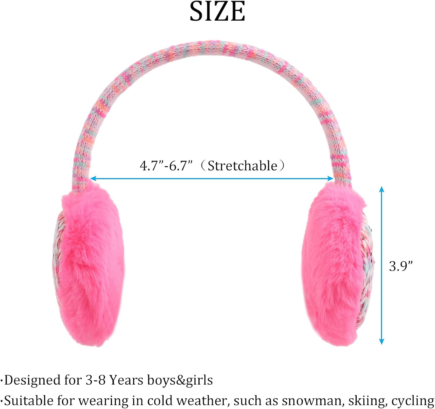 Winter EarMuffs for Kids Outdoor Boys Knitted Ear Cover Plush Toddler Girls Ear Warmer 3-8 Years (Rose Red): Clothing, Shoes & Jewelry