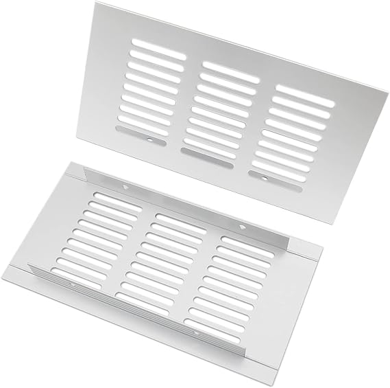 2PCS Air Vent,TTZEZE Heavy Duty Aluminium Alloy Ventilation Grille Rectangle Metal Louvered Grill Cover for Wardrobe Stove Shoes Cabinet Sink Kitchen Bathroom Side Wall Ceiling and Floor Exhaust Vent