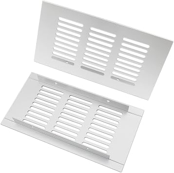 2PCS Air Vent,TTZEZE Heavy Duty Aluminium Alloy Ventilation Grille Rectangle Metal Louvered Grill Cover for Wardrobe Stove Shoes Cabinet Sink Kitchen Bathroom Side Wall Ceiling and Floor Exhaust Vent
