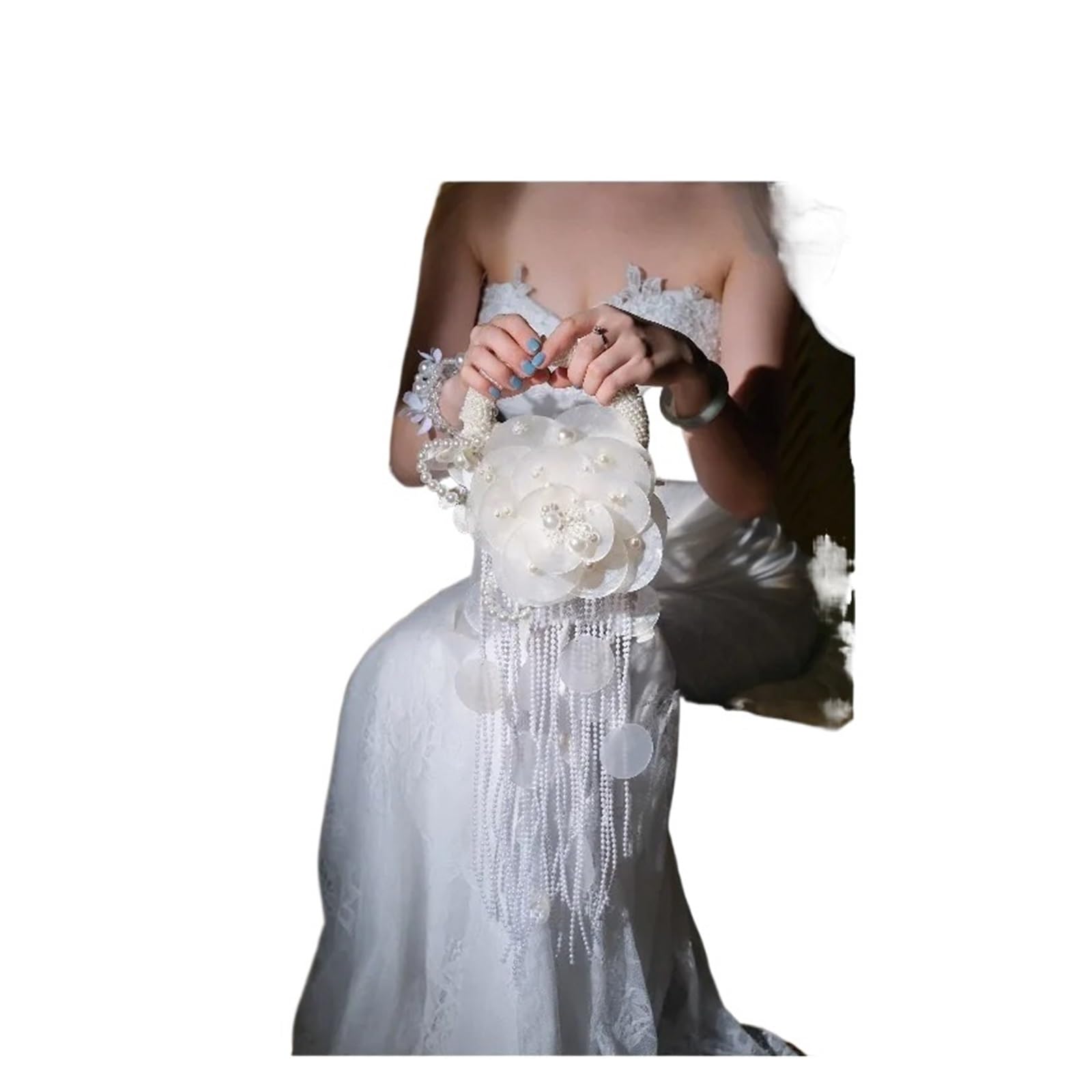 Gijmzy Vertical Flower Newlywed Hand Bouquet Lily Bride Wedding Feel Simulation
