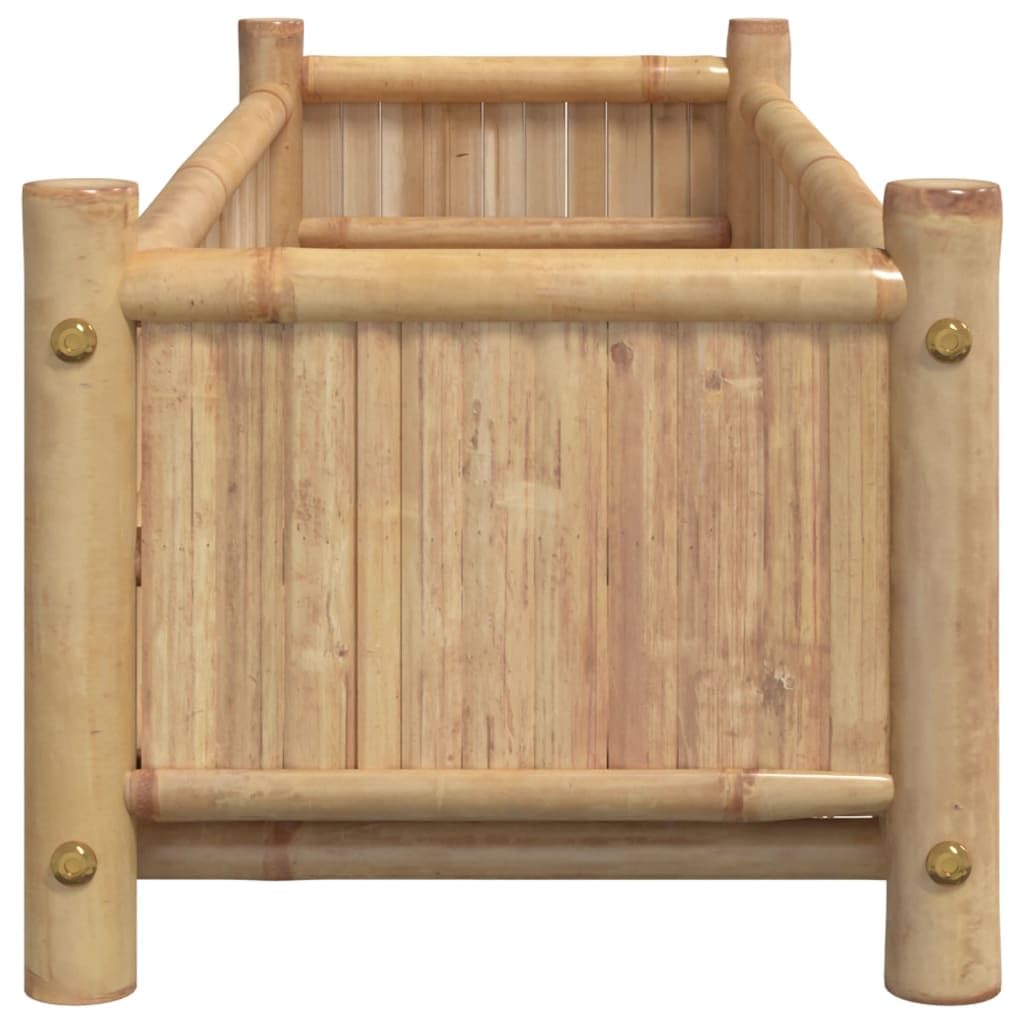 Jardinera de bambú 100 x 30 x 25 cm para plantas y flores, caja elevada de jardín, balcón o patio, diseño amplio para hierbas aromáticas y verduras, material natural resistente