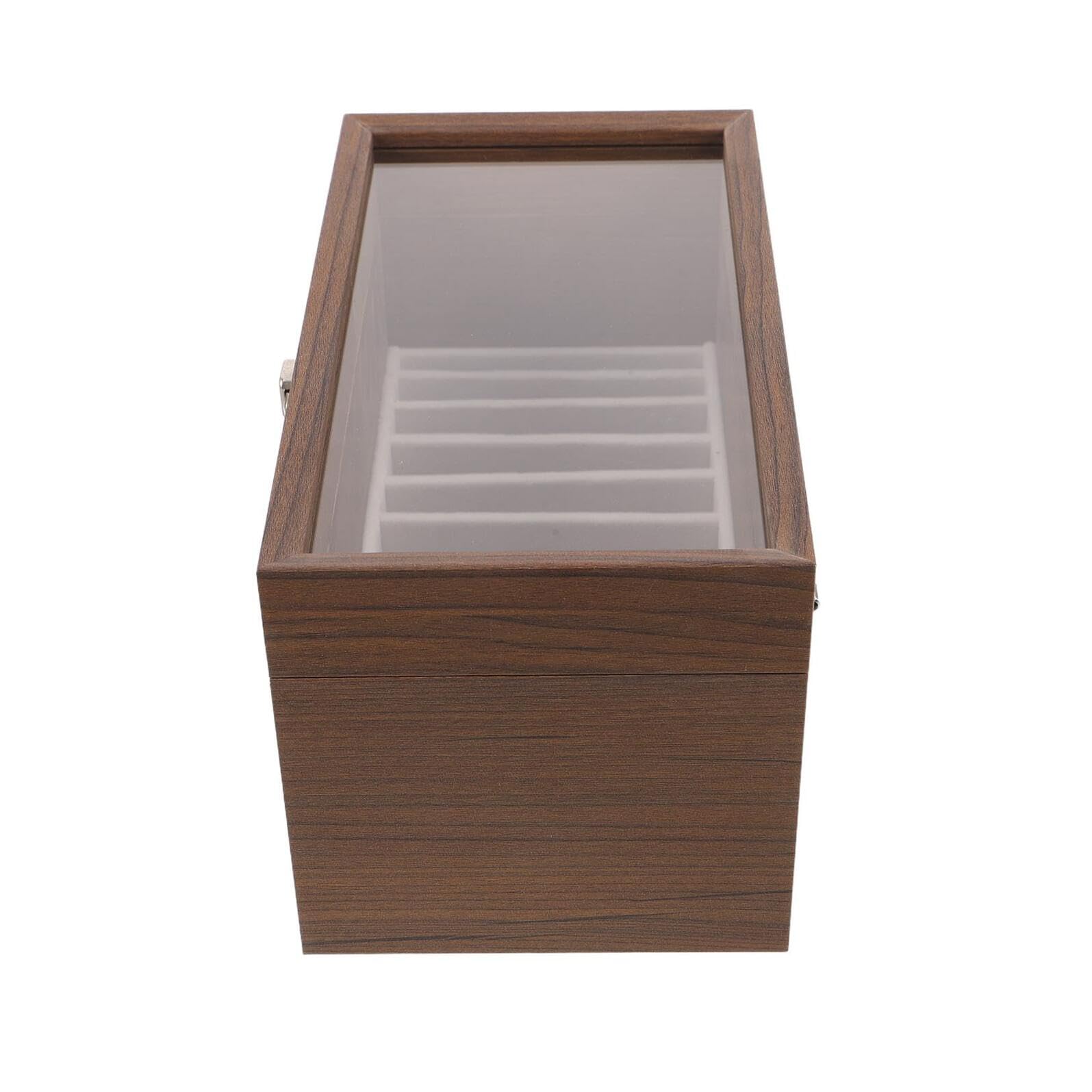 Boîte de Rangement pour Bracelets en Noyer Foncé, Organiseur à 11 Compartiments Beige, Coffret Compact pour Rangement de Bijoux et Présentoir Élégant pour Accessoires de Poignet