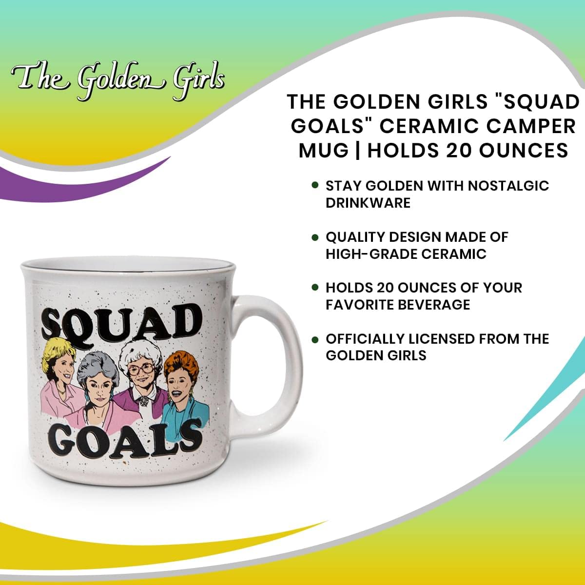Silver Buffalo Golden Girls Squad Goals Group Tazza in ceramica con camper, 590 ml