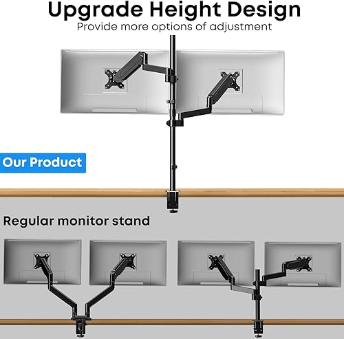 Miniatura 3 de Soporte vertical para monitor de 17-32 pulgadas, soporte de poste largo de 34.9 pulgadas, carga máxima de 19.8 libras, soporte de monitor apilado