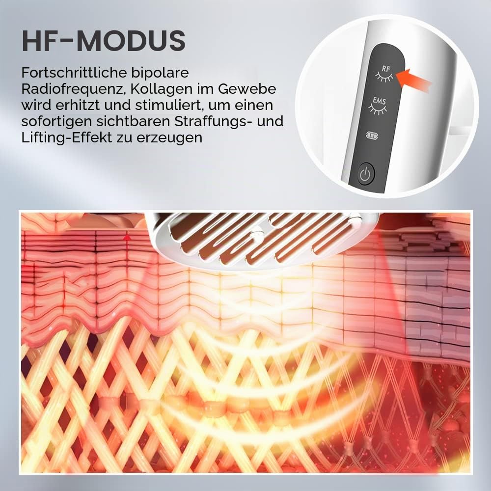 TOUCHBeauty RF EMS Gesichtsmassagegerät Anti Aging für Faltenentfernung Hautstraffung, großflächige Heizung, 5 EMS-Stufen, Sicherheitssensor, elektrischer Gua Sha Effekt, Profi Anti Aging
