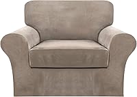 Vista 51 de FantasDecor Fundas para Silla y Sofá de 2 Piezas de Terciopelo para Sala de Estar, Fundas Deslizantes con Cojín Individual, Protector Elástico