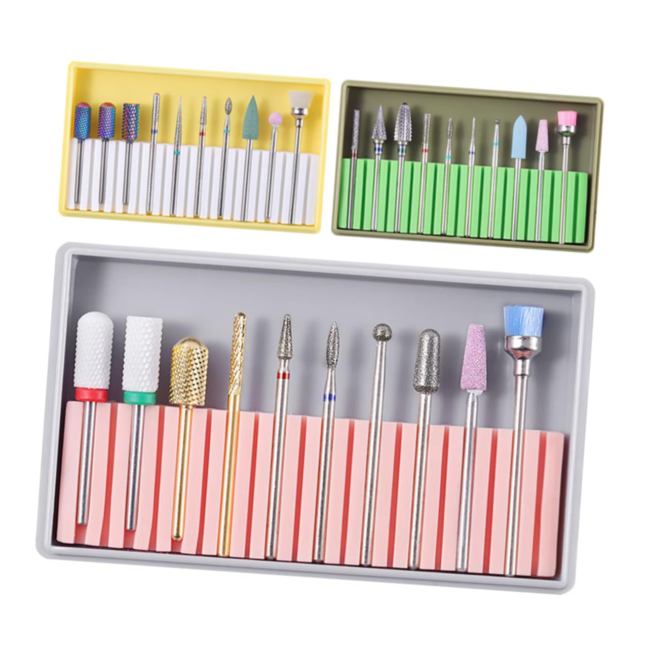 POPETPOP 3 Set Punta del Chiodo Spazzola Lima per Unghie Testa di Macinazione del Chiodo Punta del Chiodo del Diamante Punte di Ricambio per Trapano per Unghie Kit per Unghie para Uñas