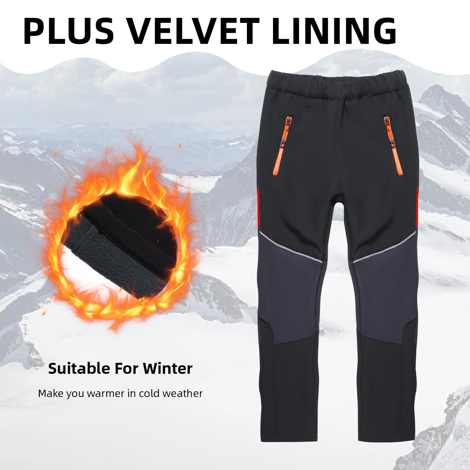 SUKUTU Pantaloni Softshell da Bambino Pantaloni Invernali da Sci Foderati Antivento Ragazzi e Ragazze Pantaloni da Trekking sulla Neve
